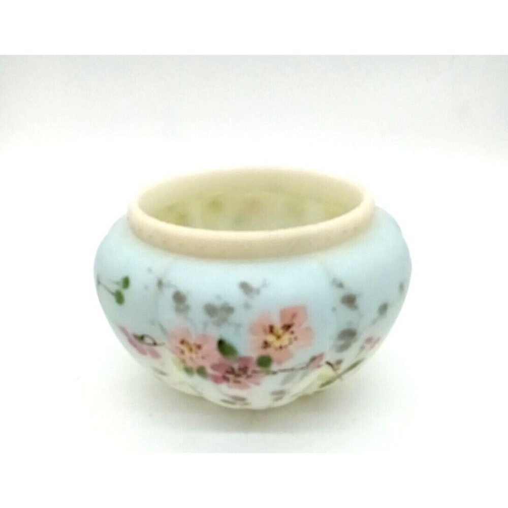 Antique Wavecrest Hand Painted Floral Glass Dresser Vanity Bowl